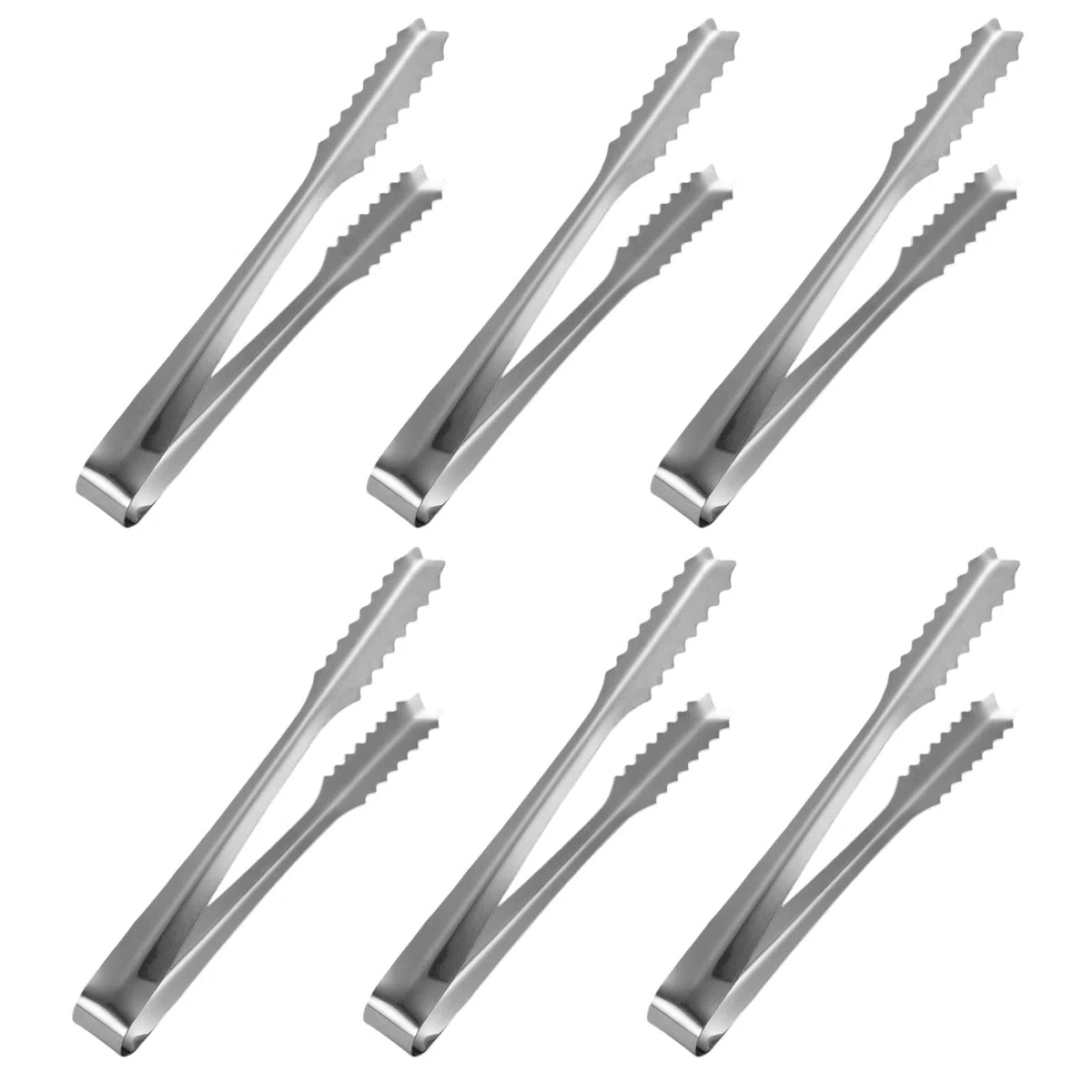 6 Confezione da Mini Pinze da Portata in Acciaio Inox, Pinze per Zucchero, 15cm Pinza da Ghiaccio, Pinza da Portata, per Matrimoni, Feste, Bar, Grill