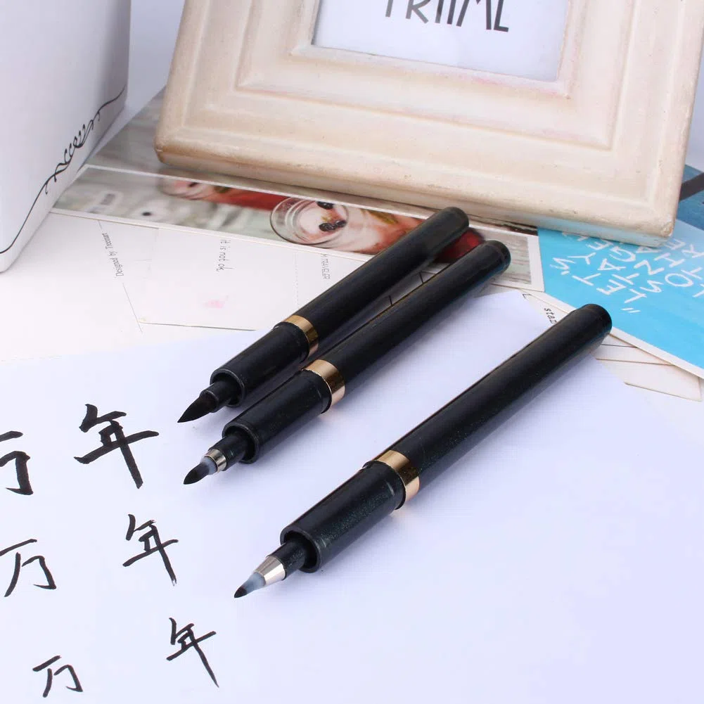 Penna per Calligrafia Morbida, Set da Disegno per Scrittura con Penna a Inchiostro Cinese Giapponese in 3 Dimensioni, Design Leggero per Esercitarsi Sempre e Ovunque