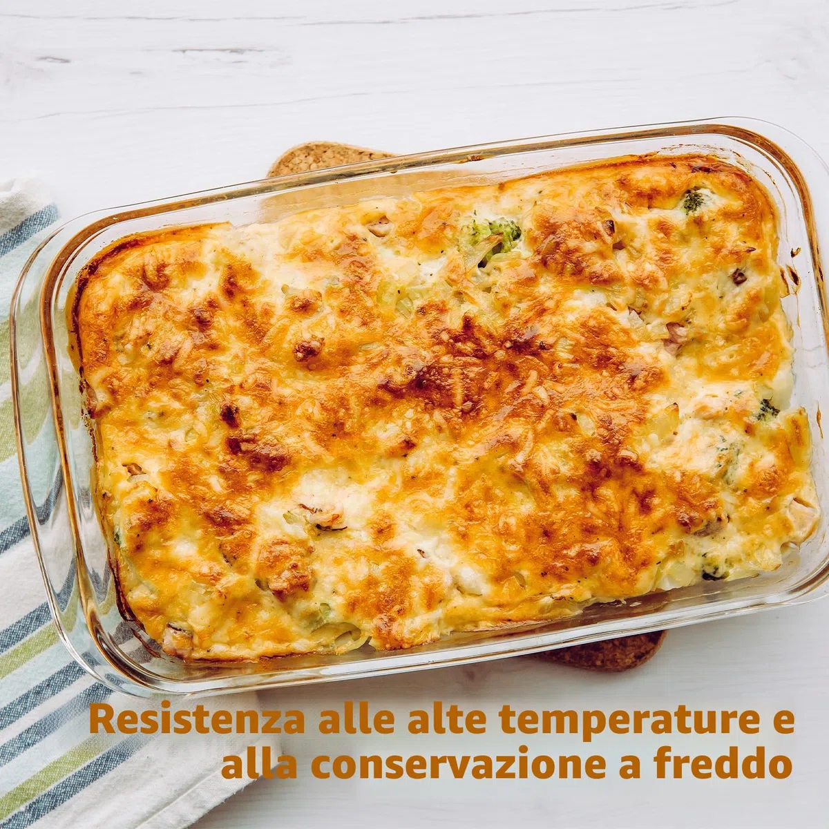 Pirofila Piccola in Vetro, 1 L Teglia per Lasagne in Vetro Borosilicato, 26 x 15 x 4,5 cm Teglia Rettangolare con Manici Larghi, Adatta a Microonde, Resistente al Calore