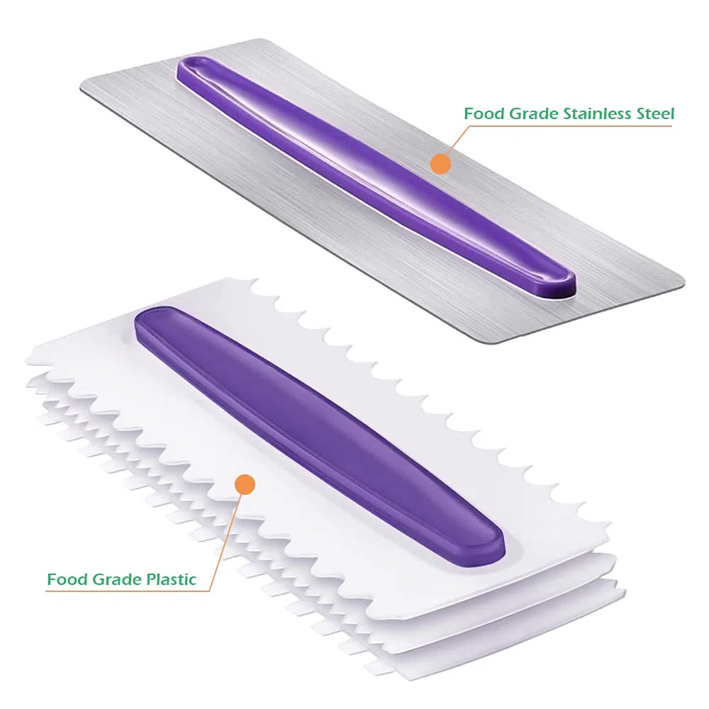 Raschietto per Torte, 4 Pezzi Scraper per Torte Glassa Liscia Confezione Spatole di Crema Spatola per Dolci Cake Design Cake Edge Decor Comb Pettine