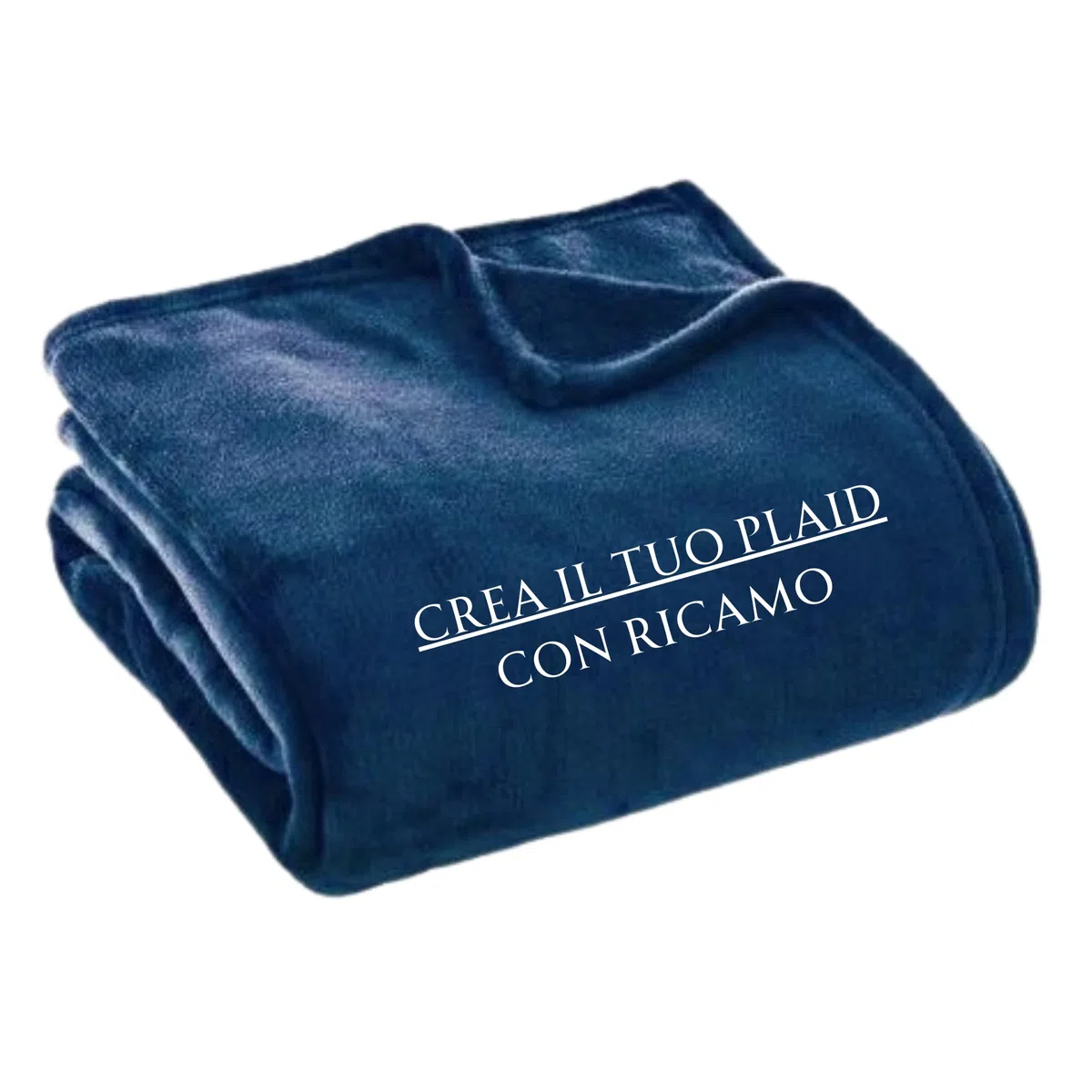 MAYRA Coperta Plaid Personalizzabile in Pile Coral | Singolo, 1 Piazza e Mezza, Matrimoniale | Idea Regalo, Hotel | Personalizzato con Iniziali, Nome, Scritta, Logo | Design Made in Italy (Blu, L)