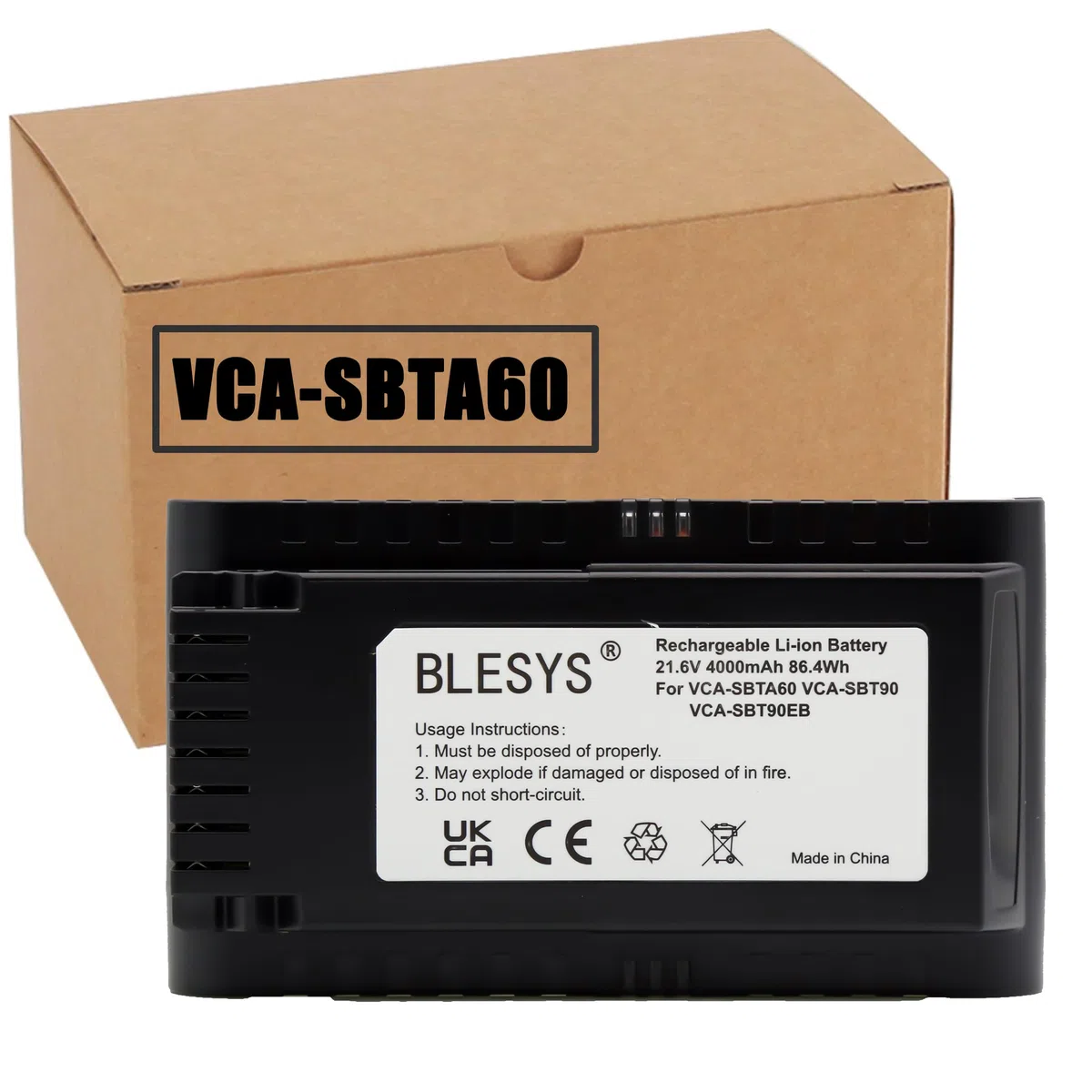 BLESYS VCA-SBTA60 VCA-SBTA60/VT Batteria per Samsung Jet 60 Turbo Jet 65 Pet Pro Aspirapolvere VS15A6031R1 VS15A6031R4/ET VS15A60AGR5/WA 21,6V 86,4Wh