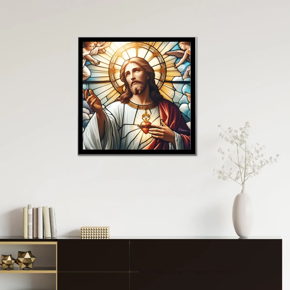 Bowetile 5D Gesù DIY Diamond Painting Kit Completo, Kit Completo Vetro Colorato Diamond Painting Per Adulti, Gesù Diamant Painting Per Adulti, Decorazioni Per Casa 30x30 cm