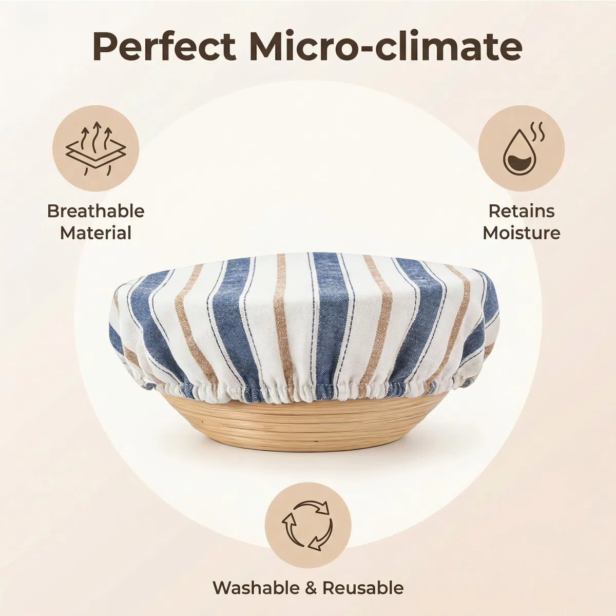 3 bellissime coperture per ciotole in lino e cotone, fodera in tessuto elastico per lievitazione del pane, adatte per ciotole da 20,3 cm a 30,5 cm, in tessuto resistente