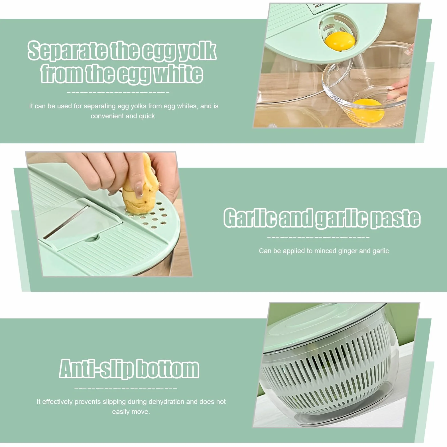 Centrifuga per insalata da 4 l con coperchio, con 6 lame e tagliere, ciotola multifunzione in PET con finestra di visualizzazione, ideale per lavare, asciugare e tagliare frutta e verdura