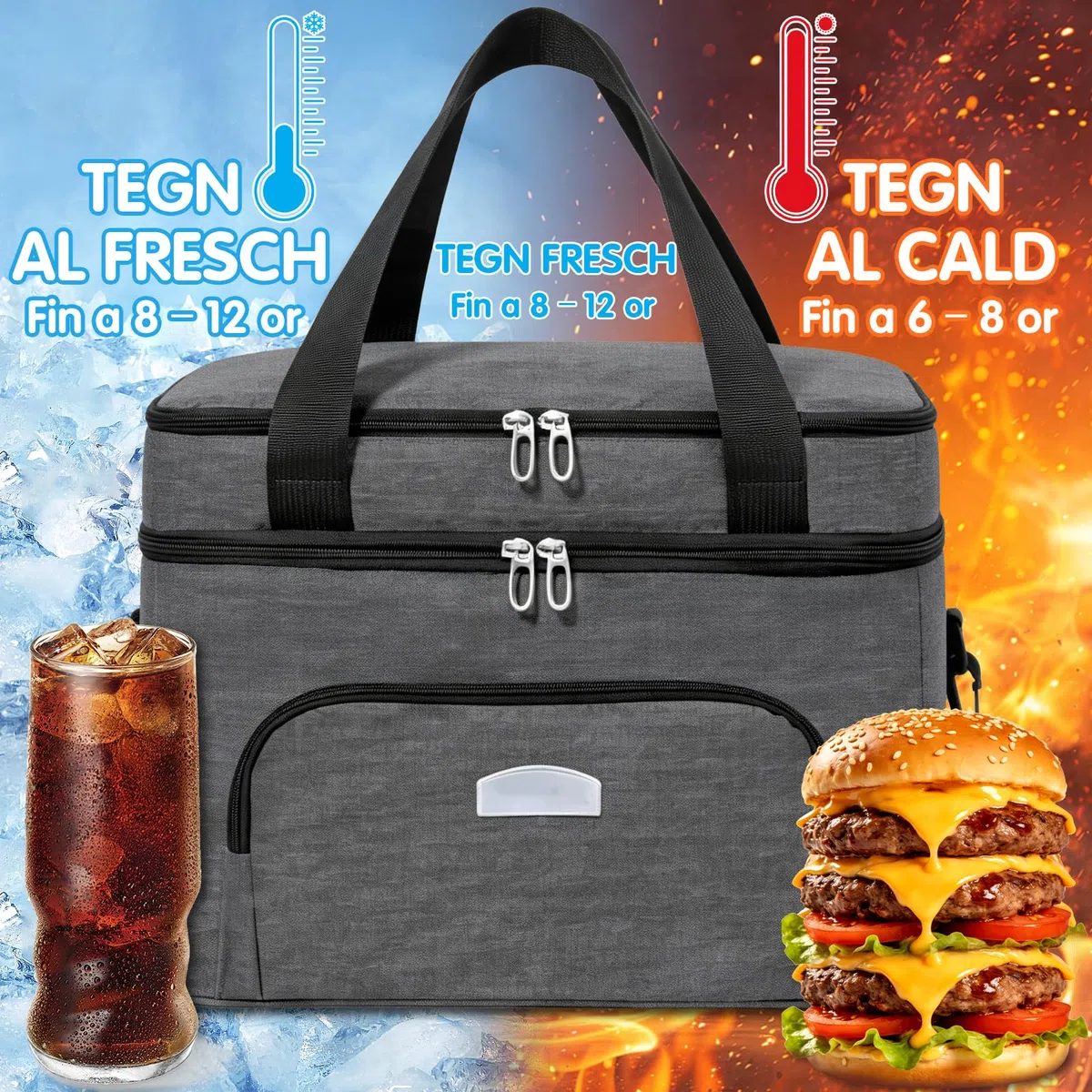 Borsa Frigo 30L, Borsa Termica Grande, Surgelati Borse Frigo Morbida, Portatile Con Tracolla Adatto, Impermeabile, Uomini E Donne, Per Viaggio, Spiaggia, Campeggio Picnic All'aperto Barbecue