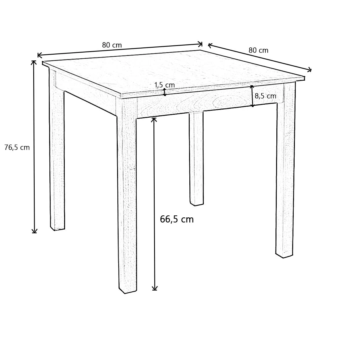 Liberoshopping tavolo fisso da cucina sala da pranzo o ristorante in legno massello – stile rustico compatto e robusto – facile da montare – 100% made in italy (Ciliegio Gamba Quadrata, 80x80)