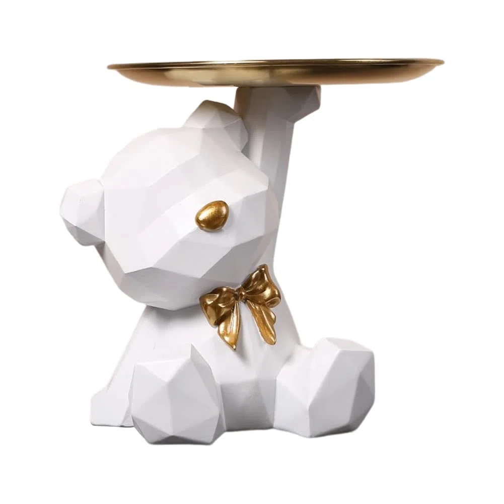 AISEN Svuotatasche del Orso Geometrico, Svuota Tasche da Ingresso Design, Sculture Moderne Design, Statua di Orso in Resina Vassoio Decorativo, Vassoio Portaoggetti, Porta Caramelle da Tavolo