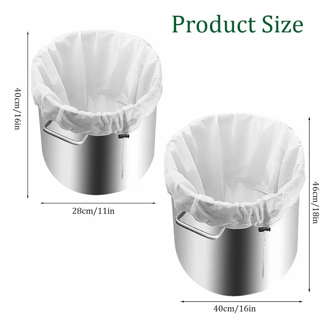 2 pezzi Sacchetto Filtrante Riutilizzabile con Coulisse per Alimenti,Filtri per Liquori per Birra e Latte Vegetale,Sacchetti per Birra Filtranti per Vino,Caffè e Yogurt (40x46 cm)