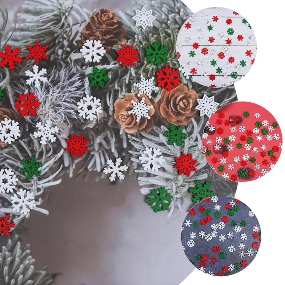 Amosfun 50 Pezzi Fiocchi Di Neve in Legno 0.94 Pollici Decorazioni Natalizie Per Artigianato Fai Da Te Scrapbooking E Abbellimenti Festivi Per Casa E Feste