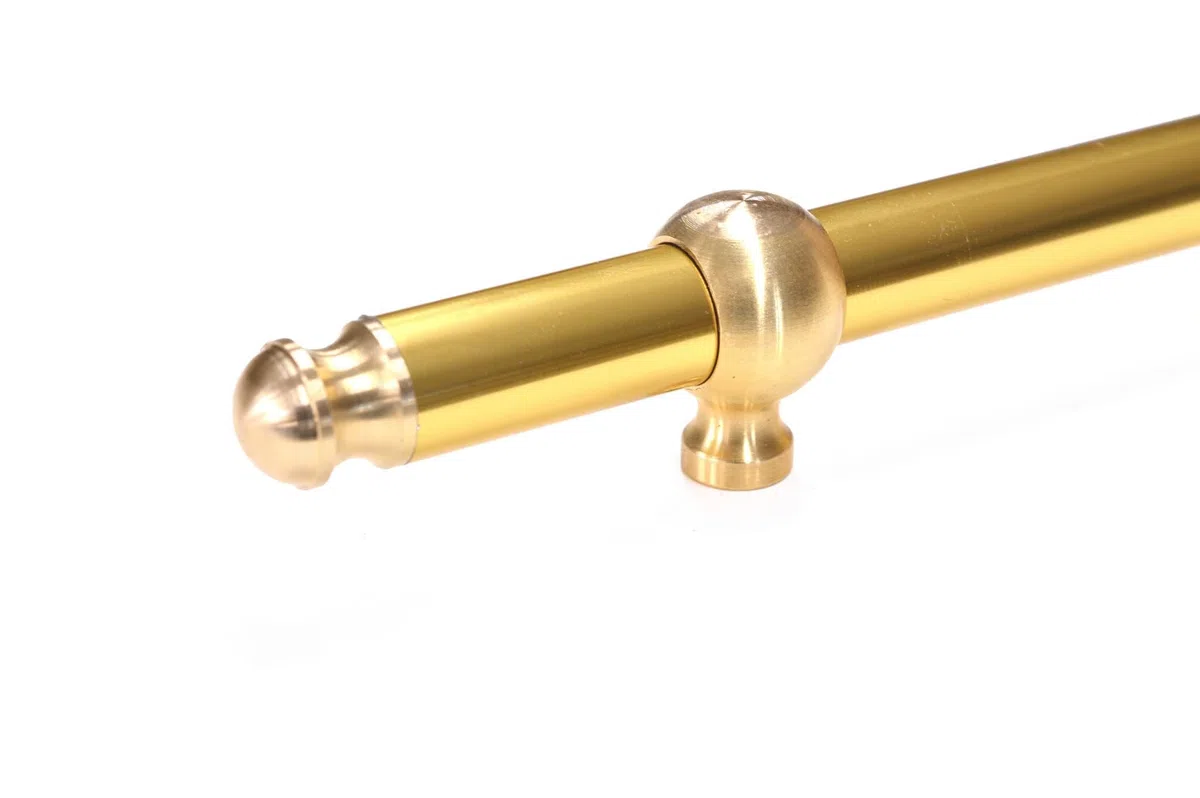 Tubo Bacchetta in Alluminio, per Fissaggio tappeti e passatoie su gradini di Scale, con occhioli (Gold (Kit 1 Stick + 2 Rings), 65cm)