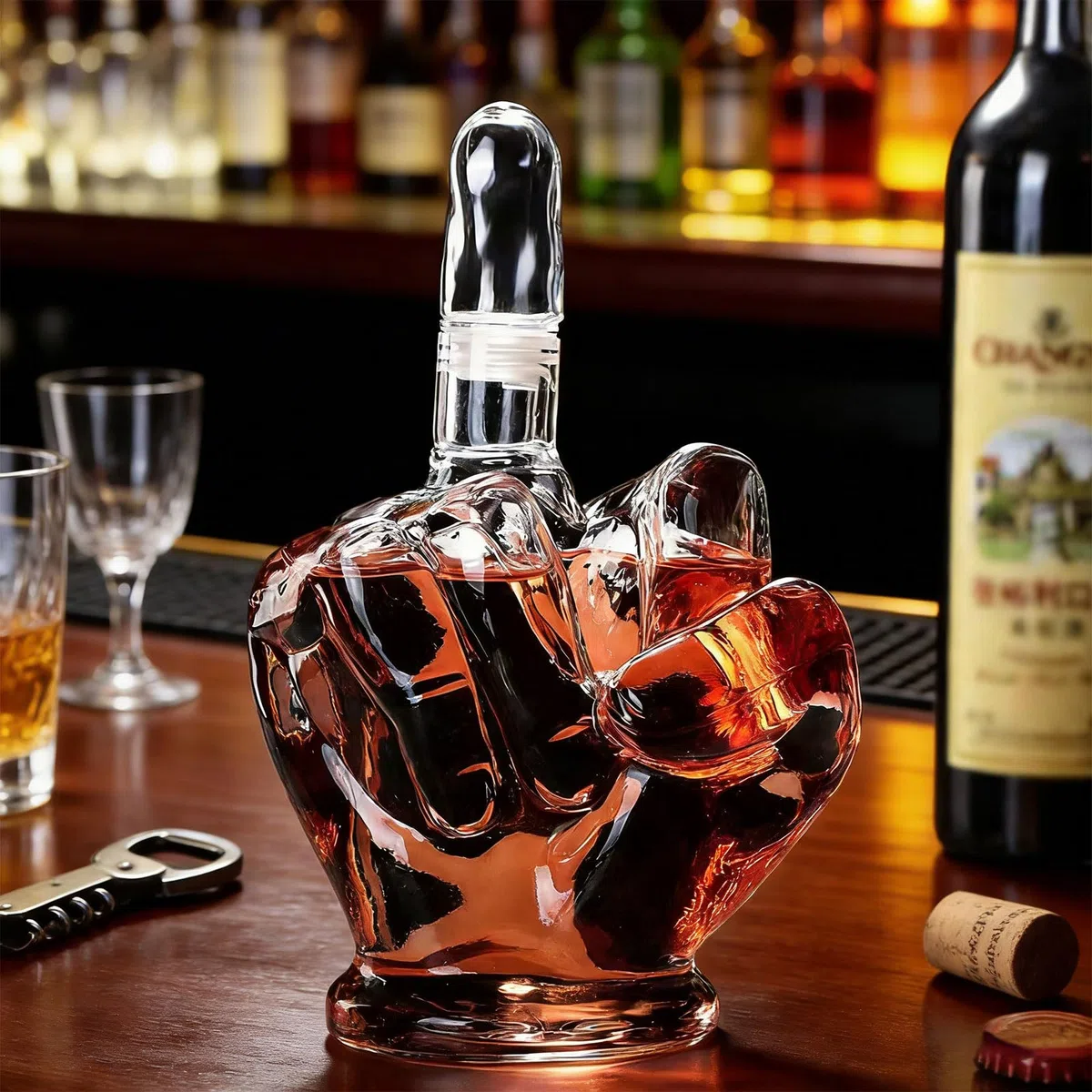 Decanter per whisky in vetro 3D da 1 litro, statua artistica creativa con tappo, divertente decorazione per casa e bar, regalo unico per uomini, papà, fidanzato, marito