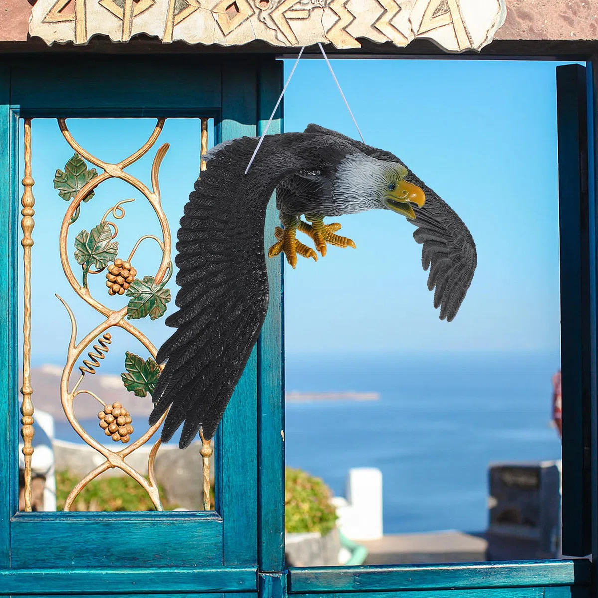 Aquila Finta Deterrente per Uccelli Scaccia Piccioni da Appendere in Giardino Set 2 Pezzi 12 Pollici Rotazione Adatta a Cortili e Prati