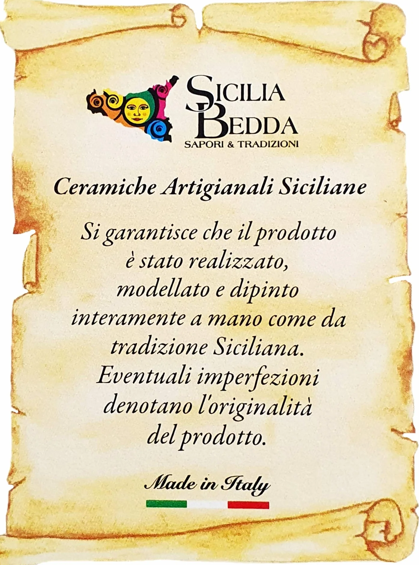 Piatto in Ceramica Siciliana Decorazioni Maioliche Dipinto a Mano Fiore Giallo Diametro 12 cm