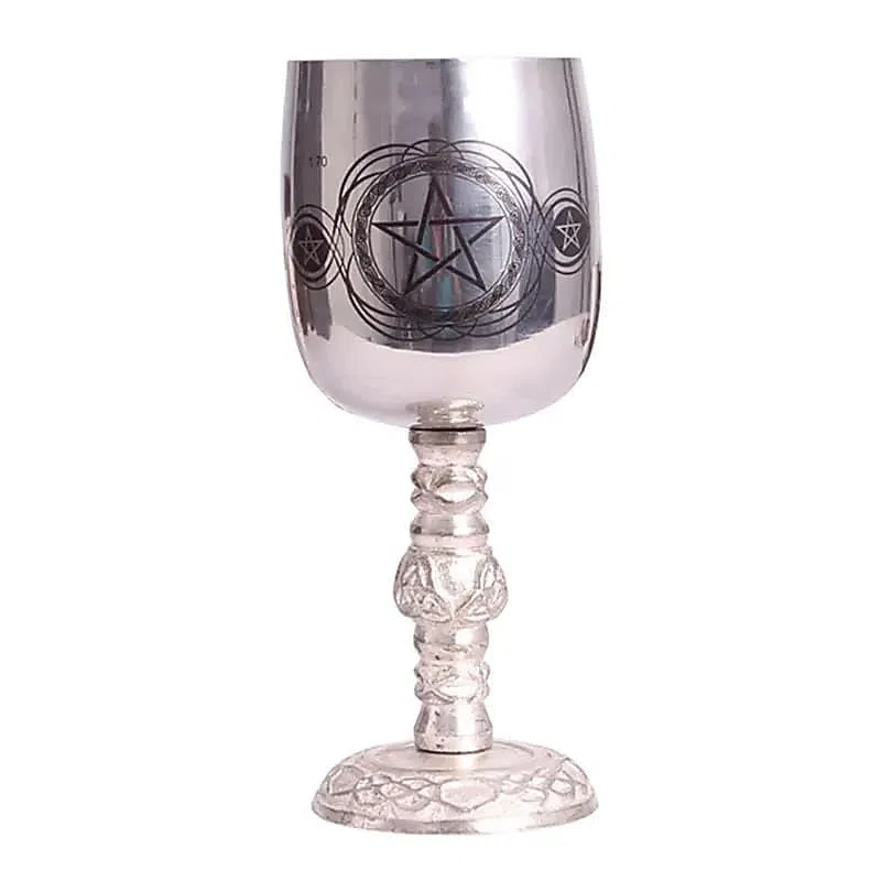 Generico Calice pentacolo 16 x 6 cm acciaio alluminio pentagramma cerimonie wicca coppa