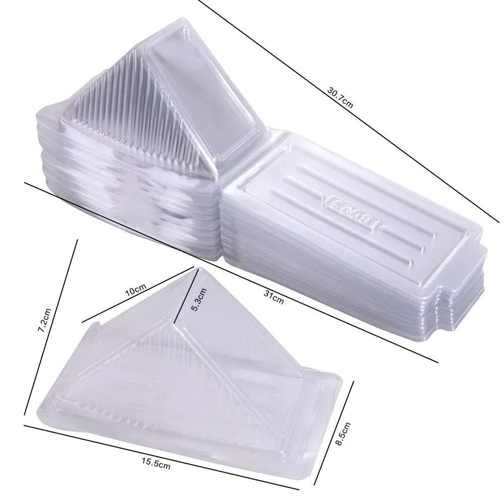100pcs Triangolo Sandwich Contenitore Monouso Sandwich Scatola di Imballaggio di Plastica Triangolo Contenitori per Alimenti per Torta Dessert Hamburger