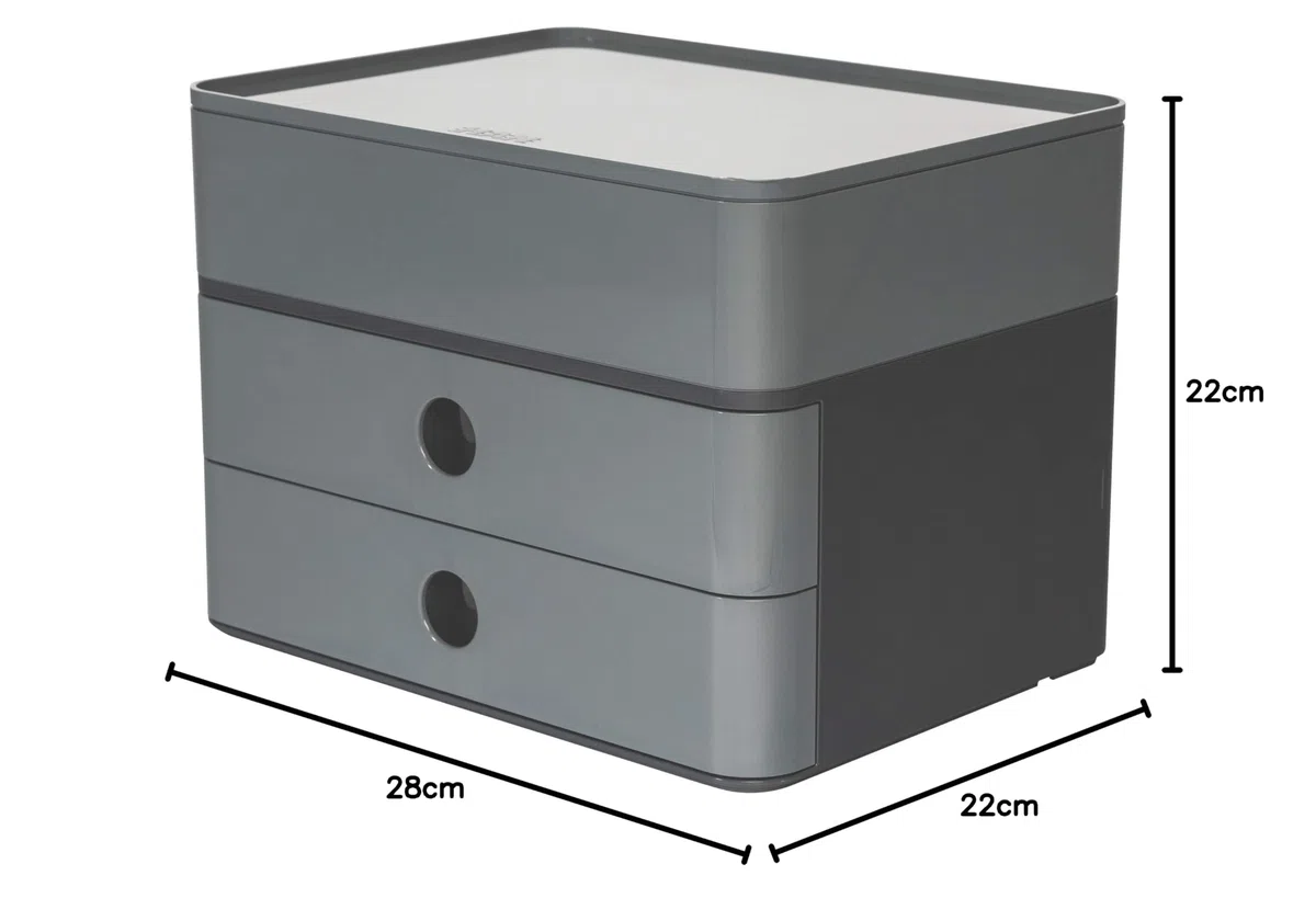 HAN 1100-19 - Cassettiera SMART-BOX PLUS ALLISON, design moderno, con 2 cassetti e porta utensili, colore: granite grey