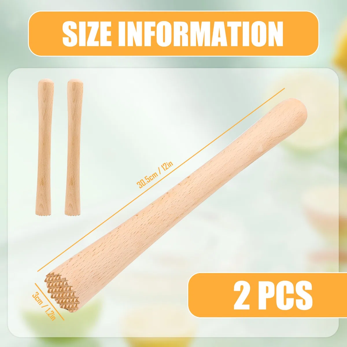 Fermentazione Masher, 2 pezzi in legno tradizionale masher per patate in legno, 31 x 3 cm