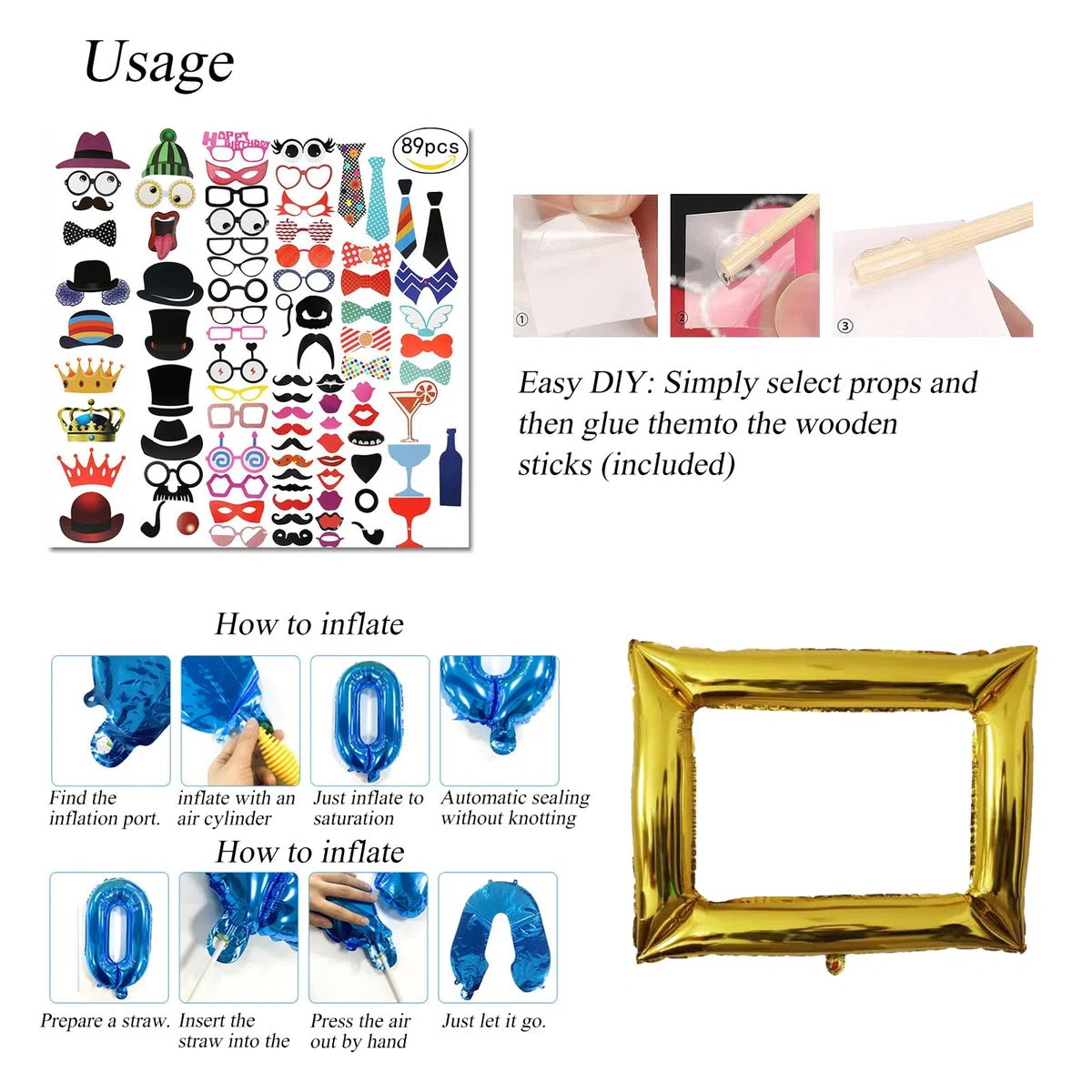 147 pezzi decorazione per feste, accessori per foto, booth, decorazione per feste per bambini, berretti, accessori per feste, matrimoni, Halloween, Natale, decorazione da tavolo, compleanno,