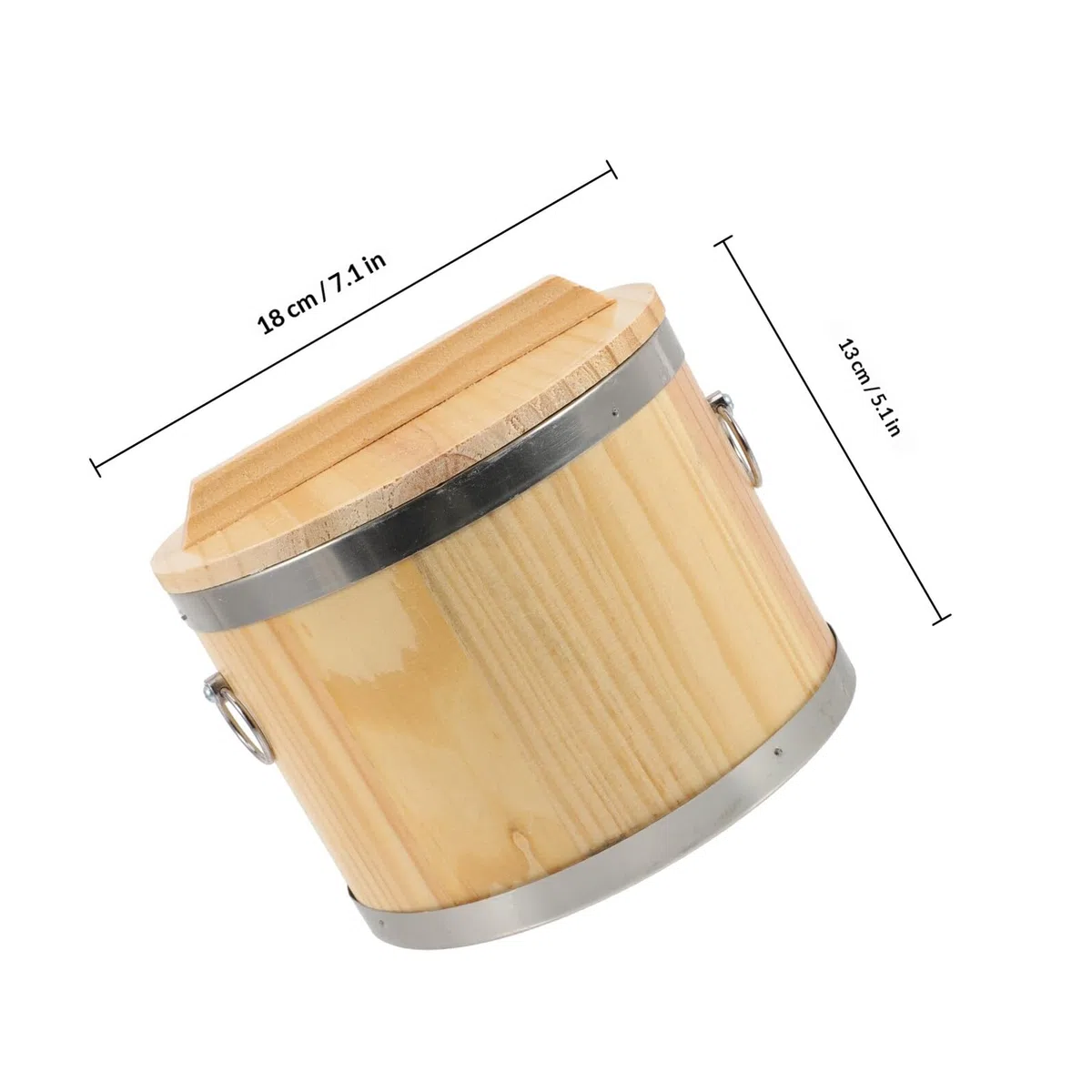Contenitore in Legno Coperchio per Riso Cotto Sushi, Secchio Rotondo Multifunzione la Conservazione Alimenti, Accessorio Cucina per Famiglie e Ristoranti