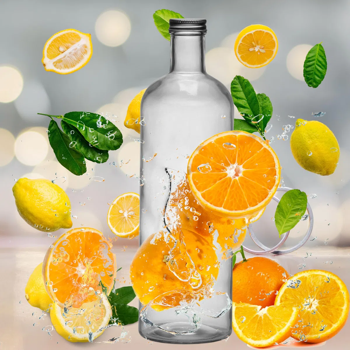 Bottiglia di vetro per acqua, bottiglia vetro 1 litro, 1600ml, Caraffe succhi per frigorifero, brocca caraffa per bevande fredde (TRANSPARENTE 1,6 LITRI)