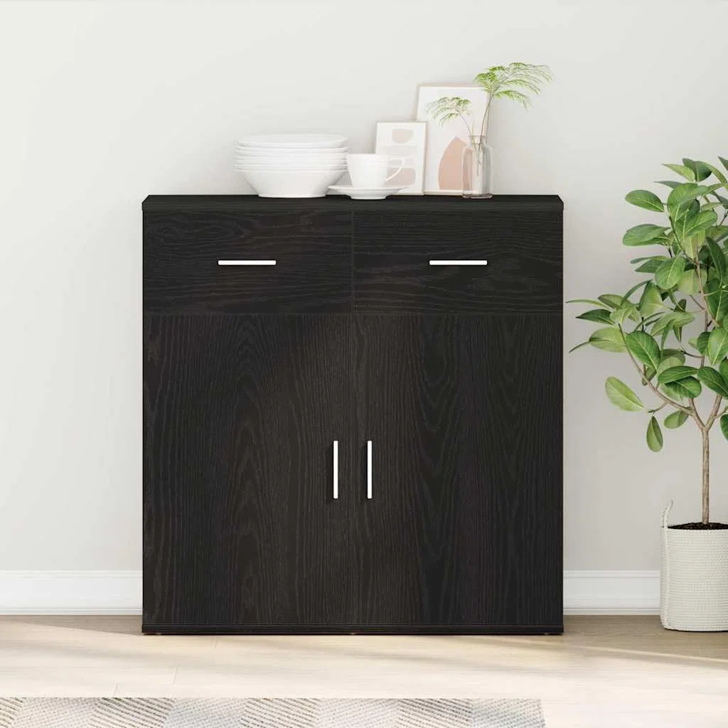 Credenza Rovere Nero 78 x 38 x 80 cm Legno Multistrato, Mobili,Armadietti e portaoggetti,Buffet e credenze, 28.45kg-871677