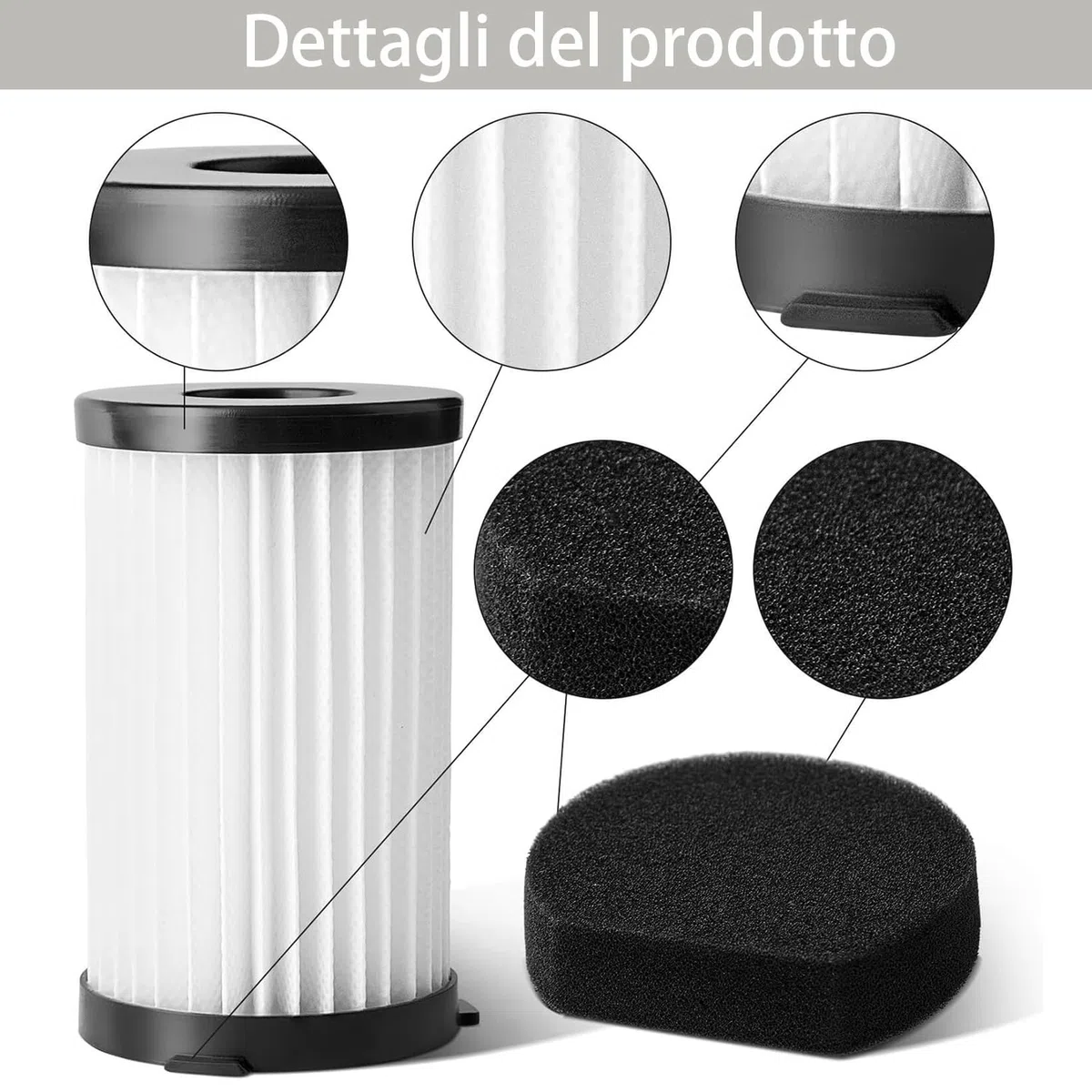 12 Pezzi Filtro Aspirapolvere per Ariete Handyforce 2761 2759 D600 6 Filtri con 6 Filtri in Schium
