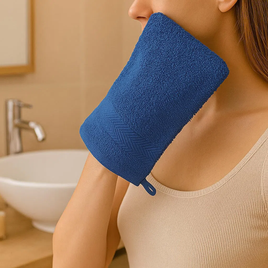 Betz 10 guanti da bagno manopola Palermo 100% cotone misure 16 x 21 cm colore blu