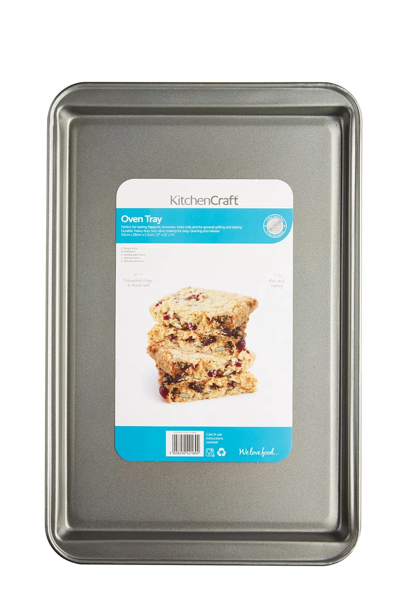 Kitchen Craft KC2BK6 Teglia Antiaderente da Forno, 43x29x1.5 cm, Argento