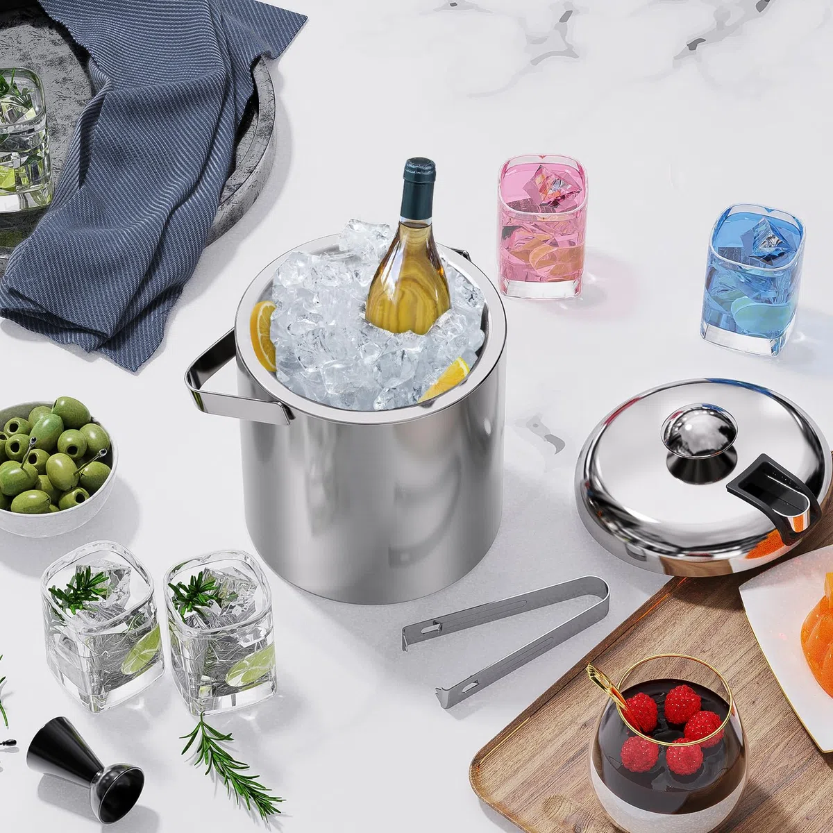 Sailnovo ICE BAUKET Pinza per Ghiaccio in Acciaio Inox, Inossidabile