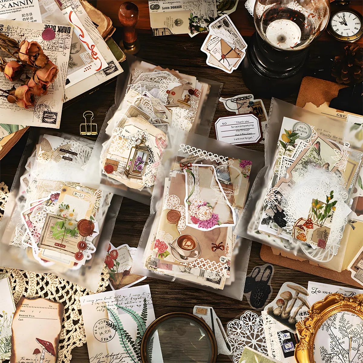 Teniinet 260 Pezzi Kit per Scrapbooking Vintage Estetico, Kit per Diario Estetico, Grande Collezione per Diari Proiettili Spazzatura, Collage di Arti e Mestieri, Adulti Effimeri, Principianti(Fiori)