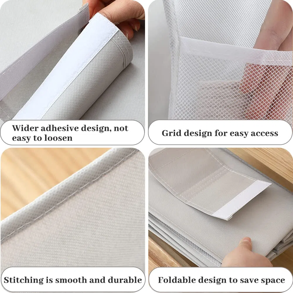 Organizer per Armadio Pensile, Organizzatore Armadio Interno, Pieghevole Portattuto da Appendere con 2 Scomparti 6 Tasche Laterali a Rete, 30 * 22.5 * 80cm (Grigio Due Strati)