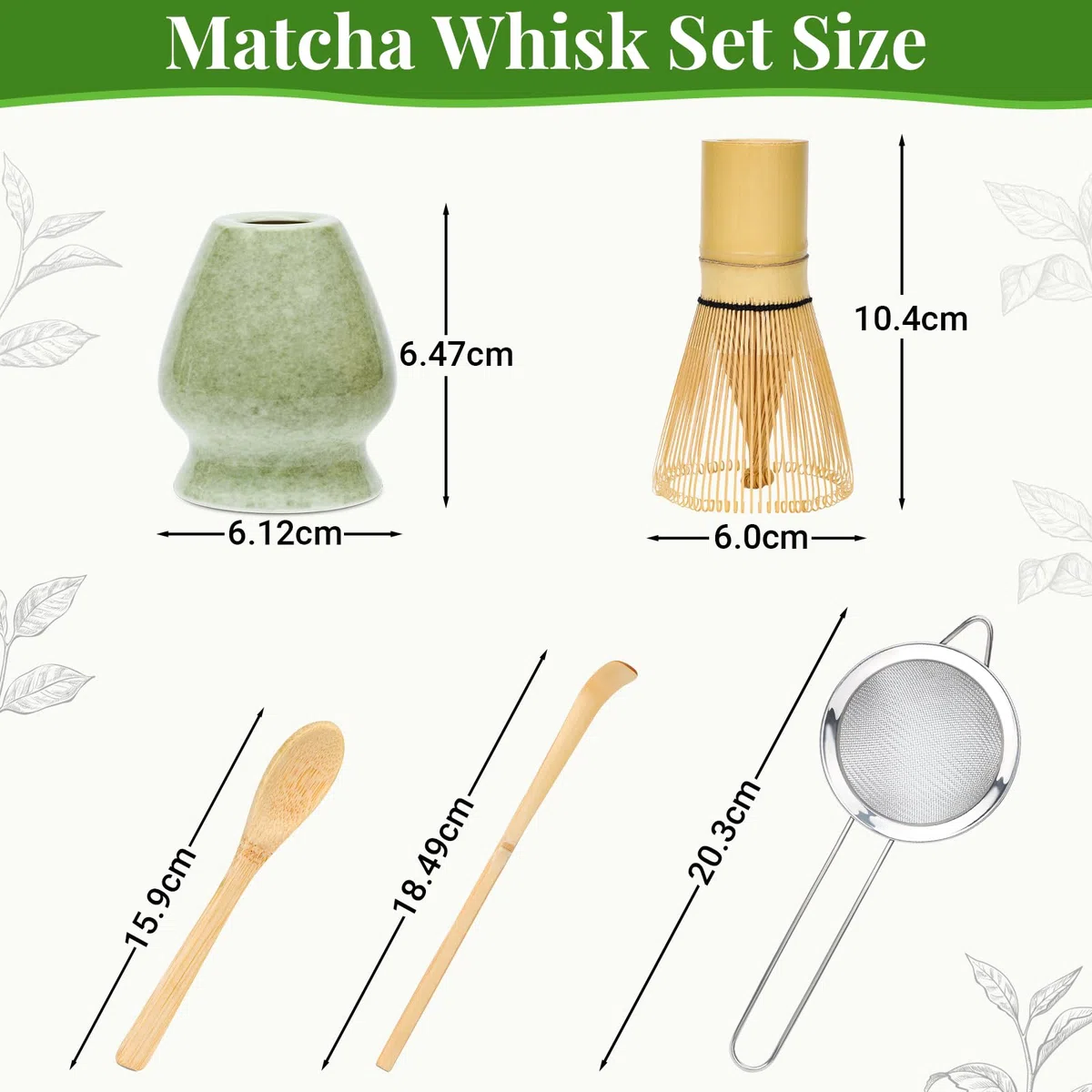 Alyvisun Matcha Kit, Matcha Set 5 Pièces AvecChasen Et Support Pour Fouet Matcha, Passoire, Cuillère À Thé, Spatule À Thé, Tea Kit a Pour Les Amoureux Du Matcha, Kit Matcha Débutants et Passionnés