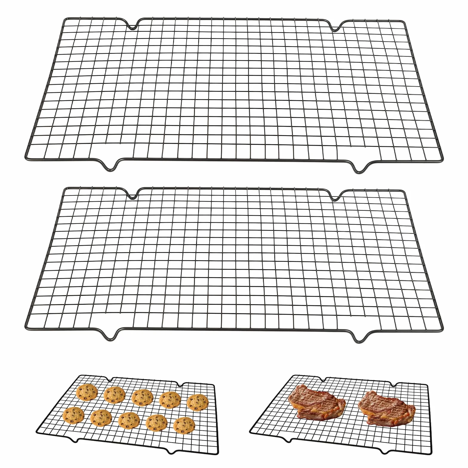 2 Pezzi Griglia Di Raffreddamento, 40x25x2cm Gratella Per Dolci, Griglia Da Forno, Rettangolare Griglias per Pasticceria, Ideale per Raffreddare Pane, Pizza, Biscotti, Torte e Altri Prodotti da Forno