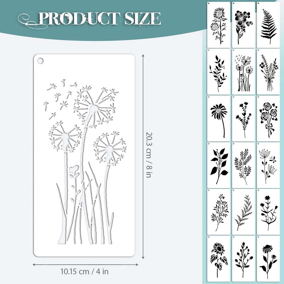 18 Pezzi Stencil Foglie per Pittura, 10x20cm Art Modello di Fiore da Muro da Pitturare, Stencils Diseños Riutilizzabile per Mobili Legno Tessuti Decor