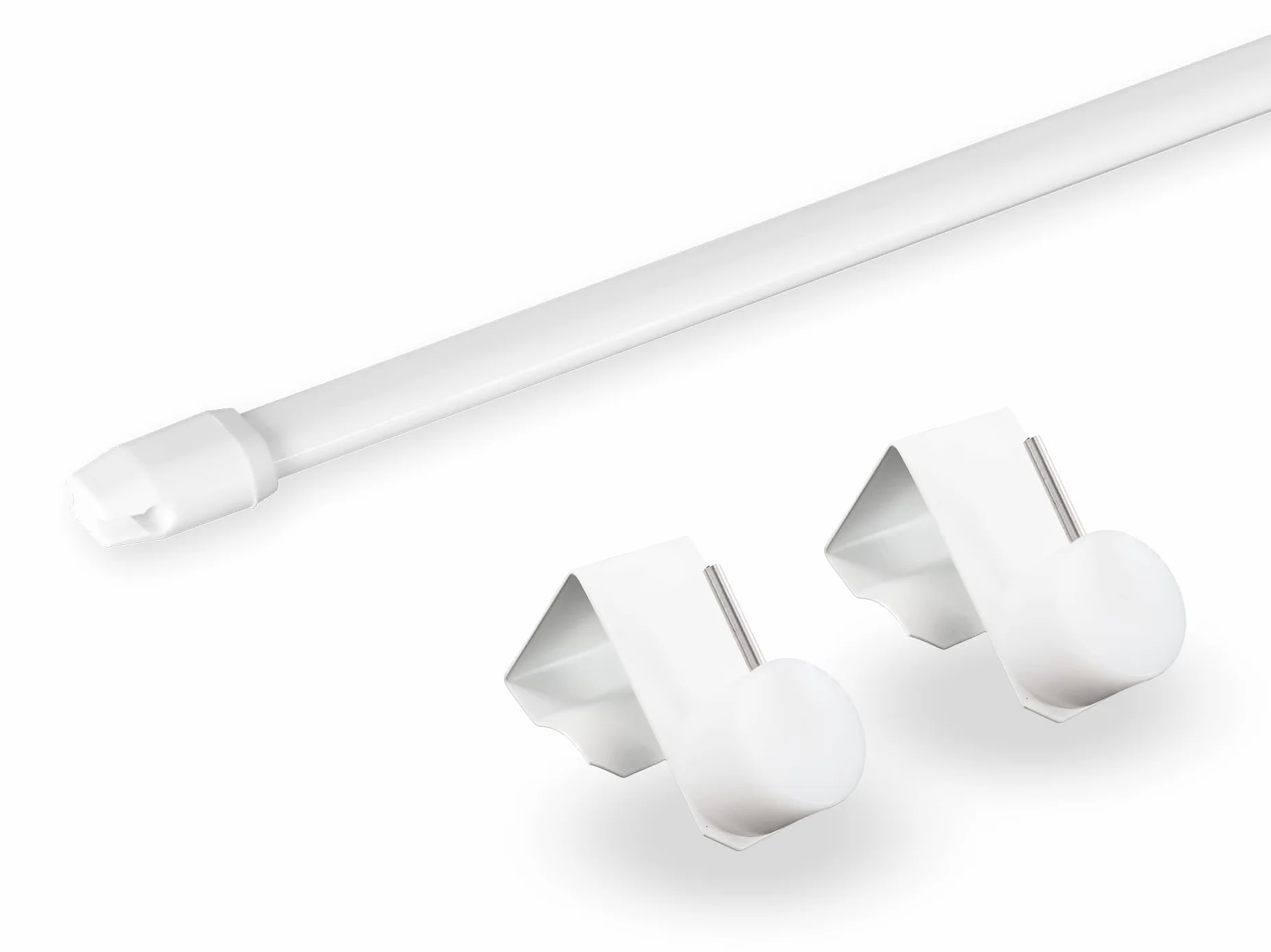 Dekondo Bastone per tende "Easy", bianco, estensibile, con gancio per finestra, campo di serraggio 15-20 mm, fissaggio superiore o laterale alla finestra (15-20 mm di spessore) (80-100 cm)