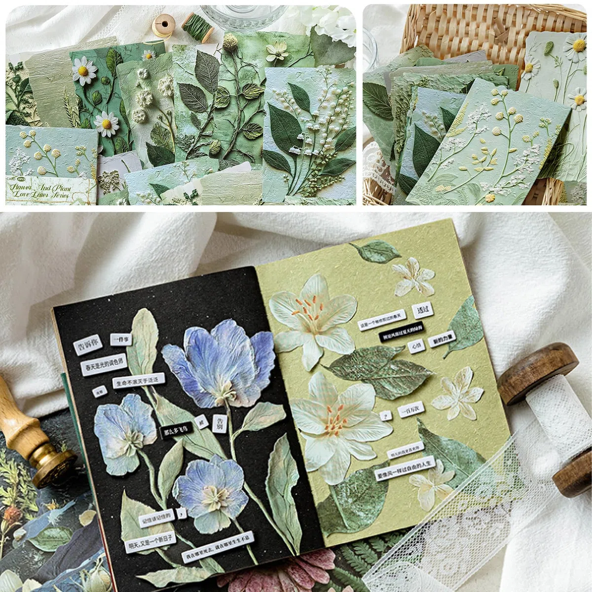 69 Fogli Carta Scrapbooking Floral, Dipinti Olio Fiori Carta Decorativa, Decoupage Paper per Creazione Biglietti Diario Album Foto Regalo Fotografico Decorazione