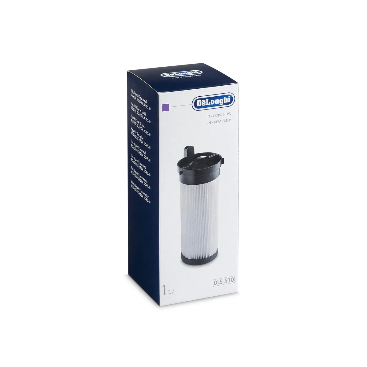 De'Longhi Filtro a marchio De'Longhi, DLS510, Filtro HEPA, Raccoglie e trattiene fino al 99,98% delle particelle di polvere, Lavabile con acqua, Compatibile con mod XL295.40/XLC6550/XLC6550M