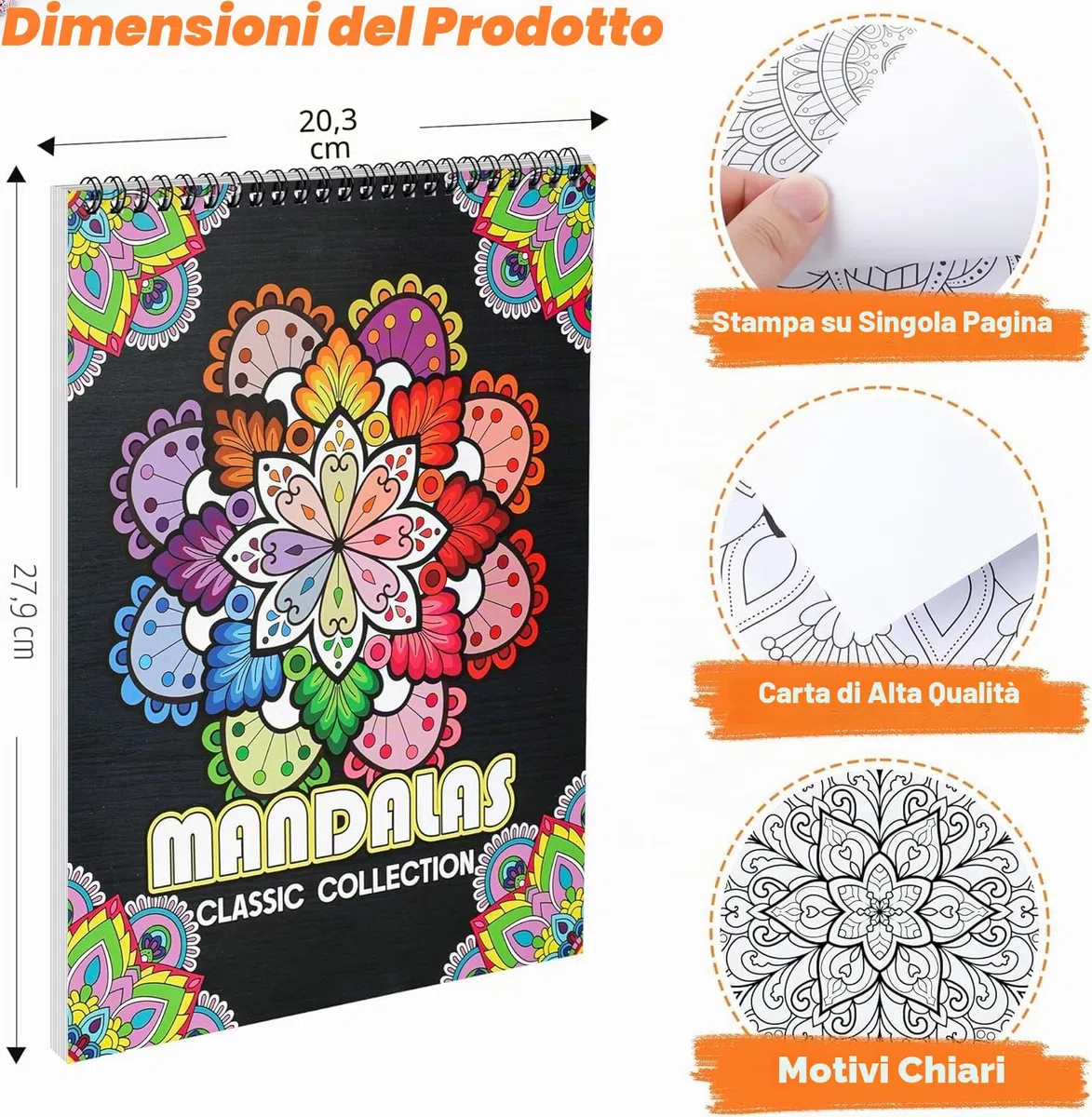 Atoke Confezione da 3 Libri da Colorare Mandala per Adulti, 60 Mandala Unici per Rilassamento e Sollievo dallo Stress, Libro da Colorare Rilegato a Spirale, Regali Rilassanti e di Mindfulness per