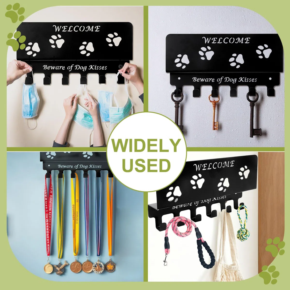 Porta Medaglie Running, Porta Chiavi da Muro per Casa con 6 Ganci, Ganci Appendiabiti da Parete, Portachiavi da Parete Moderno per Guinzagli Ingresso, Occhiali Sole, Regali per Gli Amanti Dei Cani