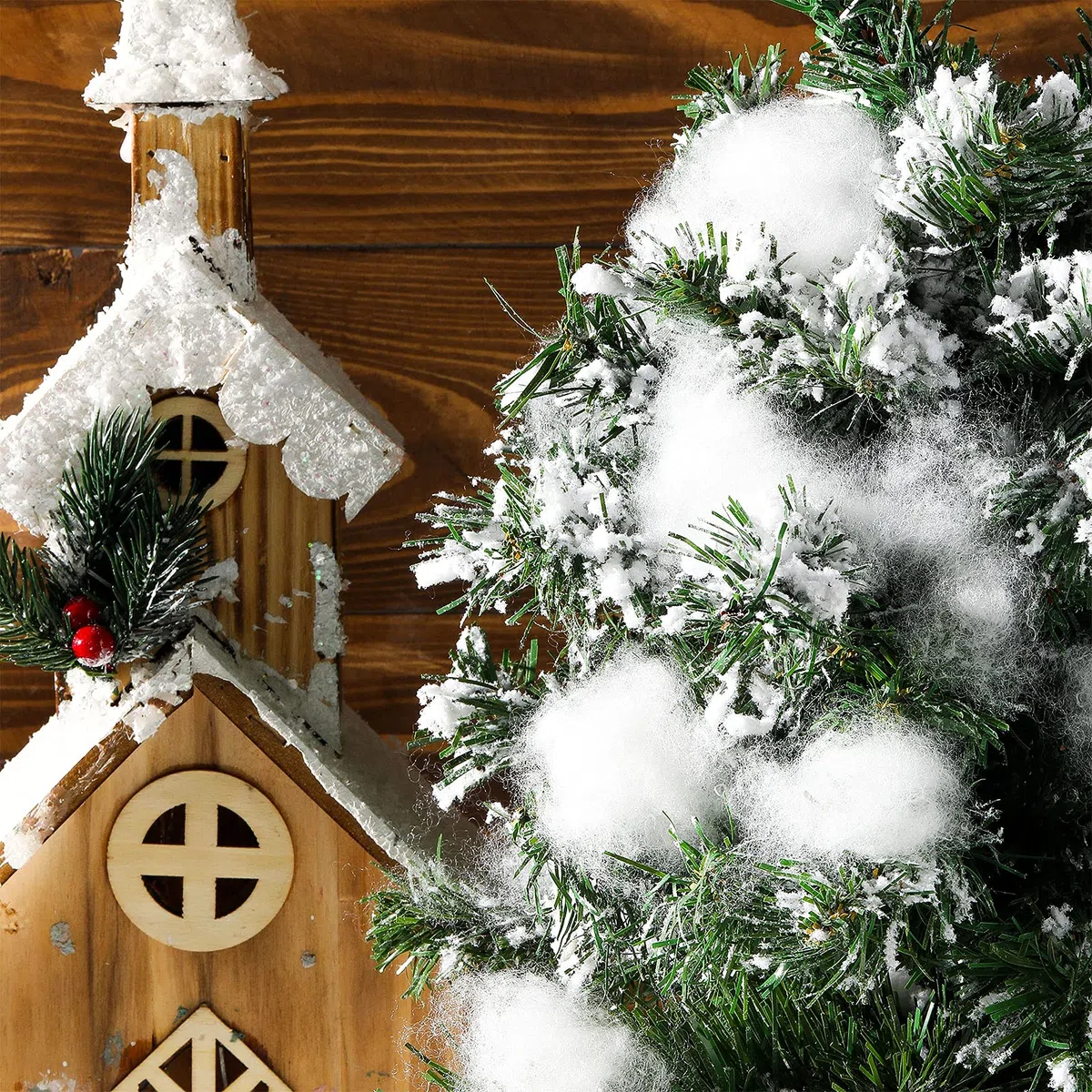 Tatuo Neve Finta di Natale Coperta di Neve Artificiale Fibra Soffice per Albero Natale Inverno Mantello Villaggio, Natività e Facile Decoro Natalizia, 5,3 Once per Sacchetto (1 Borse)