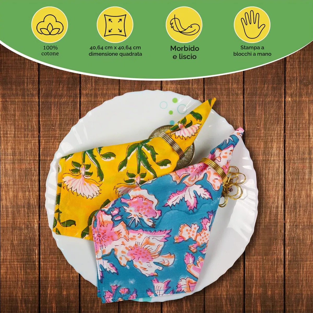 DIYANAIMPEX - 10 tovaglioli di stoffa di cotone con stampa a blocchi fatti a mano, dimensioni 40,6 x 40,6 cm, stampati per la casa, indiani, ecologici, misti (multicolori)