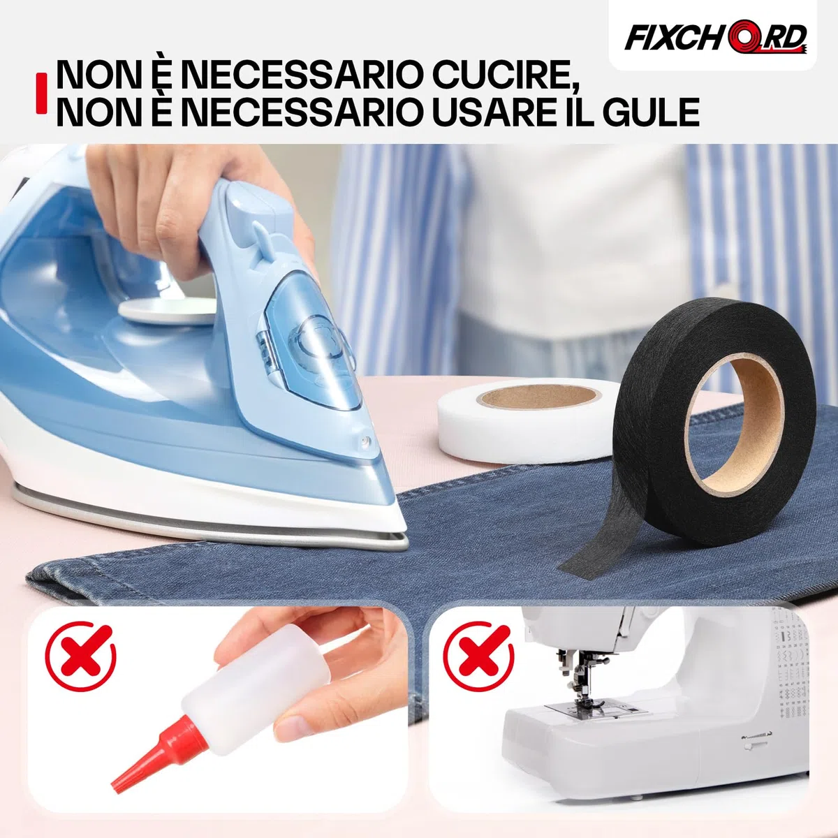 Nastro Termoadesivo per Orlo, 2 Pezzi Nastro Wonder Web per Orli, Nastro Termoadesivo, Nastro per Tessuti Fusibili Extra Forte per Tessuti, Tende, Pantaloni e Vestiti, Bianco e Nero, 30M*20MM