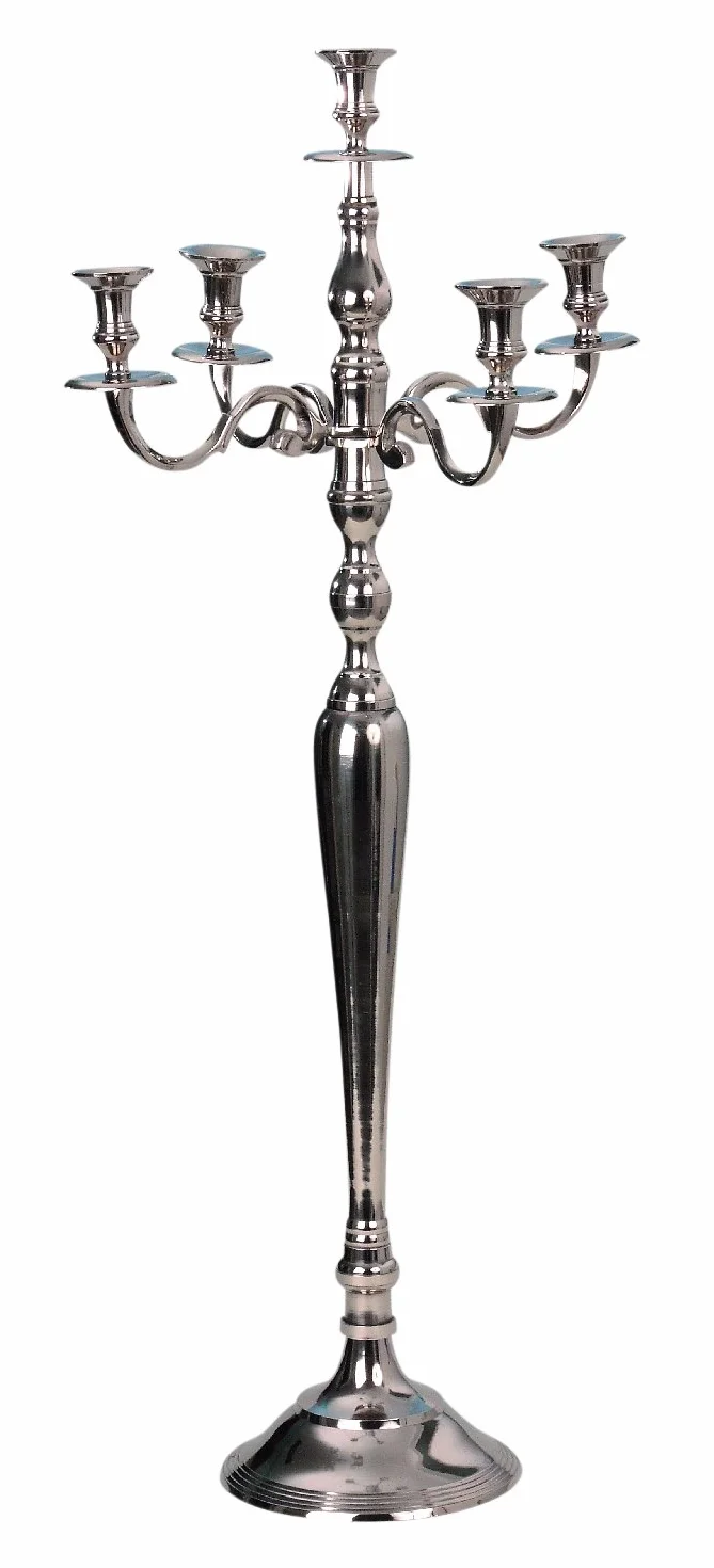 Candelabro a 5 rami argentato Altezza candelabro 100 cm