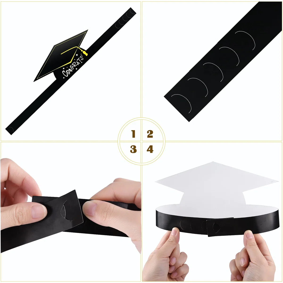 MIAHART 30 Pezzi Cappelli di carta per la cerimonia di laurea Tappo con corona regolabile per decorazione