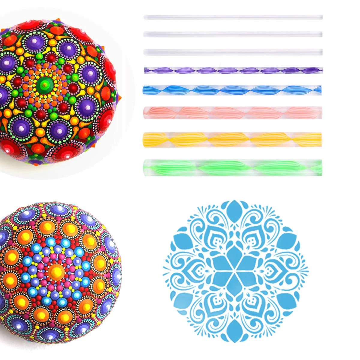 Set di 30 attrezzi per mandala – Dotting stencil e strumenti per pennelli acrilici, pittura a pois, pittura fai da te, nail art, artigianato e disegno