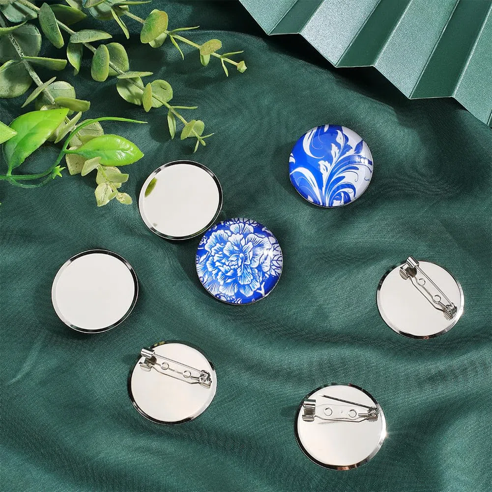 SUNNYCLUE Spilla Cabochon 30mm Vassoio Argento Metallurgico Disco Base Pad con Bloccaggio Vassoio per Impostazione
