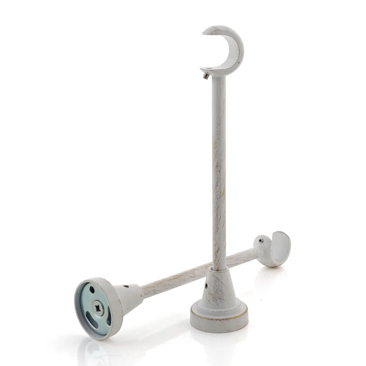 GIRASOLE HOME Staffa Lunga Aperta 198mm per Asta 2 Pezzi in Alluminio Resistente per Bastoni dal Diametro di 18-20 mm (Bianco e Oro)