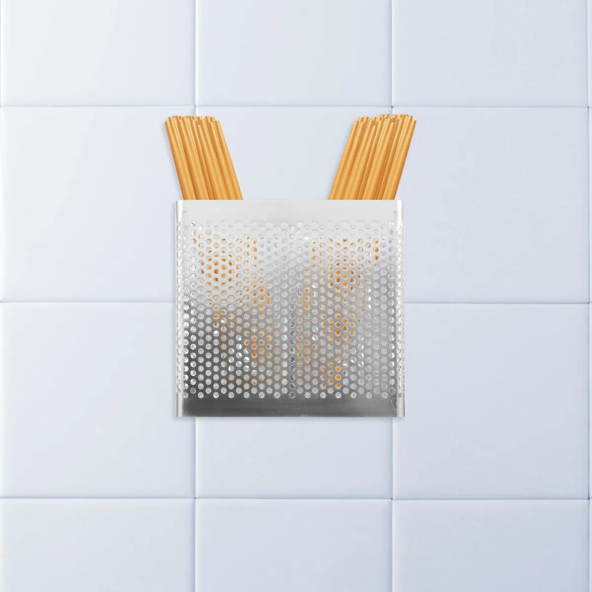 BESTonZON Porta Bacchette Da Appendere in Acciaio Inox Con Doppi Scomparti E Ganci Scolapiatti Sospeso Con Drenaggio Efficiente Per Cucina Organizzata