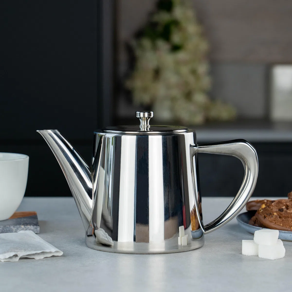 Café Olé Derwent Teiera, 370 ml, per 1 persona, acciaio inossidabile, desing moderno con finitura a specchio, beccuccio perfetto per versare